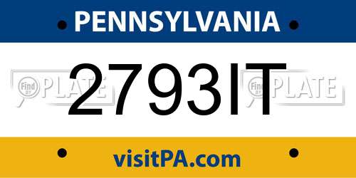 2793IT Pennsylvania License Plate