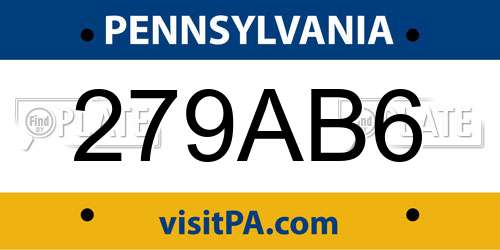 279AB6 Pennsylvania License Plate