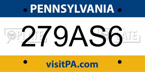 279AS6 Pennsylvania License Plate