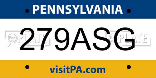 279ASG Pennsylvania License Plate