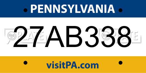 27AB338 Pennsylvania License Plate