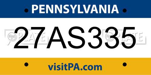 27AS335 Pennsylvania License Plate