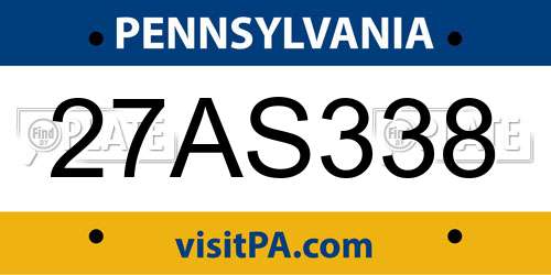 27AS338 Pennsylvania License Plate