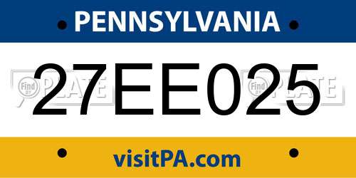 27EE025 Pennsylvania License Plate