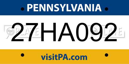 27HA092 Pennsylvania License Plate