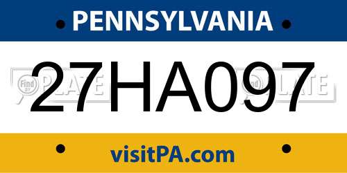 27HA097 Pennsylvania License Plate