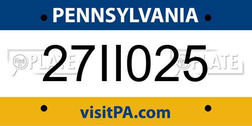 27II025 Pennsylvania License Plate