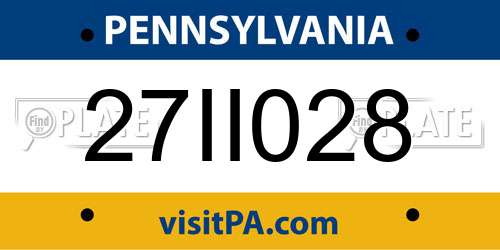 27II028 Pennsylvania License Plate