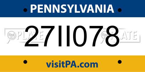 27II078 Pennsylvania License Plate