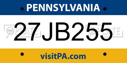 27JB255 Pennsylvania License Plate