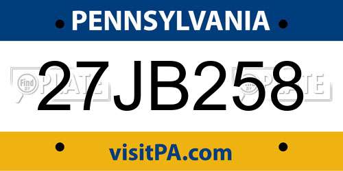 27JB258 Pennsylvania License Plate