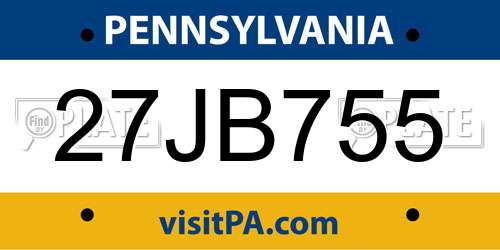 27JB755 Pennsylvania License Plate