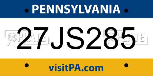 27JS285 Pennsylvania License Plate