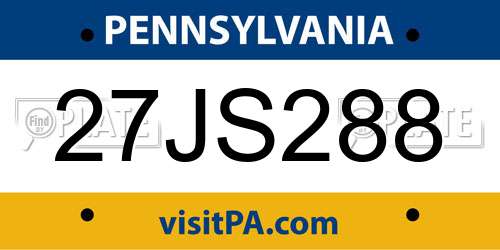27JS288 Pennsylvania License Plate