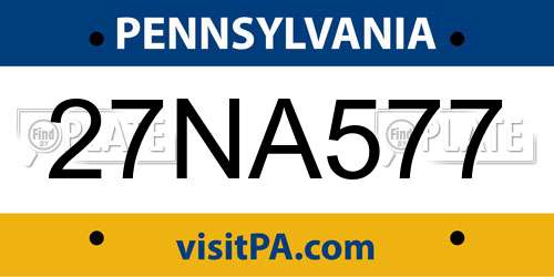 27NA577 Pennsylvania License Plate