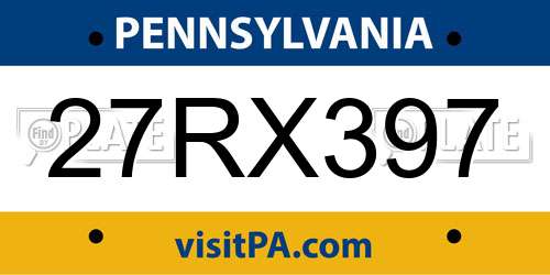 27RX397 Pennsylvania License Plate