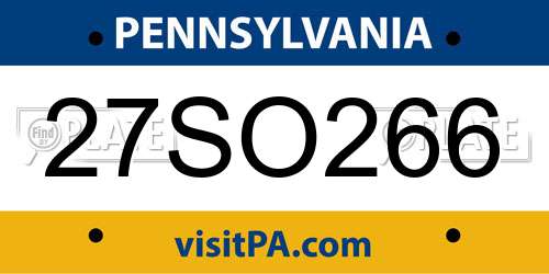 27SO266 Pennsylvania License Plate