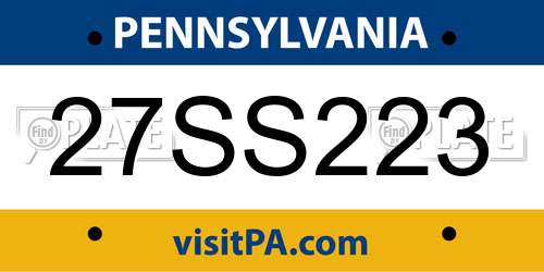 27SS223 Pennsylvania License Plate