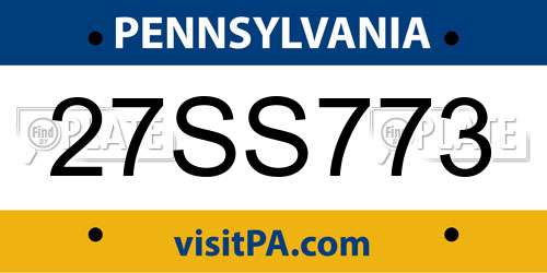 27SS773 Pennsylvania License Plate