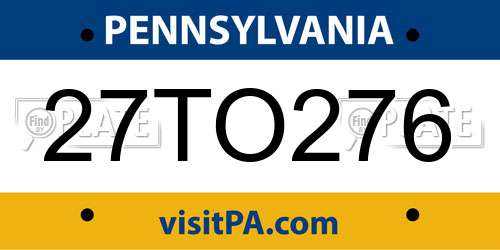 27TO276 Pennsylvania License Plate