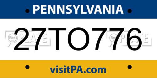 27TO776 Pennsylvania License Plate