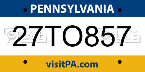 27TO857 Pennsylvania License Plate