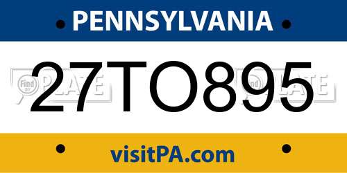 27TO895 Pennsylvania License Plate