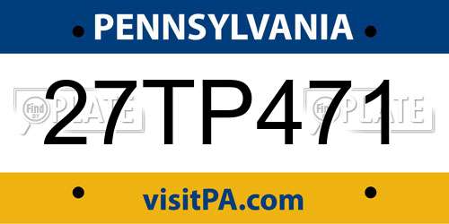 27TP471 Pennsylvania License Plate
