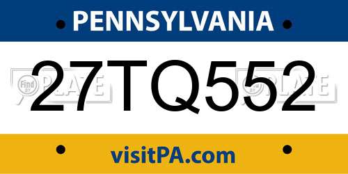 27TQ552 Pennsylvania License Plate