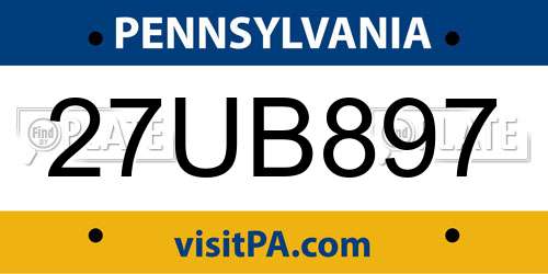 27UB897 Pennsylvania License Plate