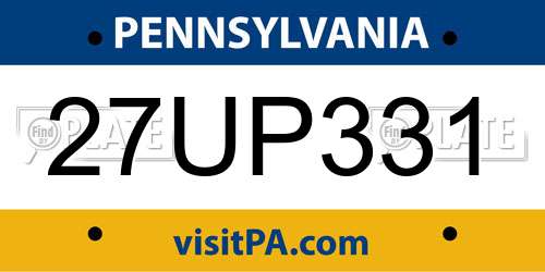 27UP331 Pennsylvania License Plate