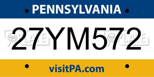 27YM572 Pennsylvania License Plate