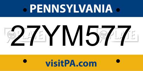 27YM577 Pennsylvania License Plate