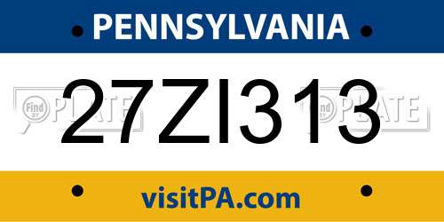27ZI313 Pennsylvania License Plate
