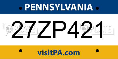 27ZP421 Pennsylvania License Plate