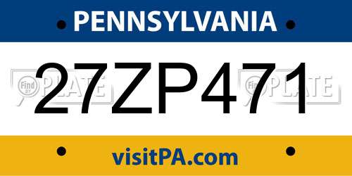 27ZP471 Pennsylvania License Plate