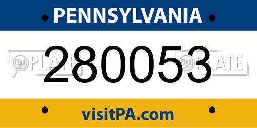 280053 Pennsylvania License Plate