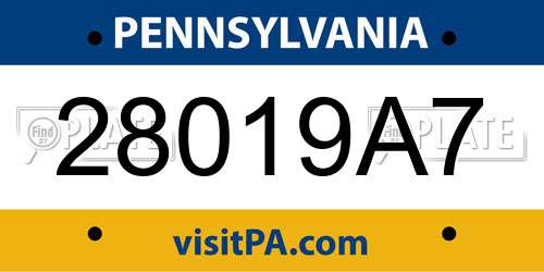 28019A7 Pennsylvania License Plate