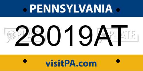 28019AT Pennsylvania License Plate