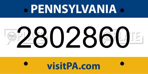 2802860 Pennsylvania License Plate
