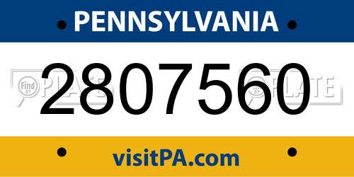 2807560 Pennsylvania License Plate