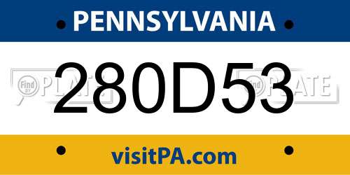 280D53 Pennsylvania License Plate