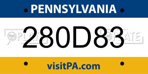 280D83 Pennsylvania License Plate