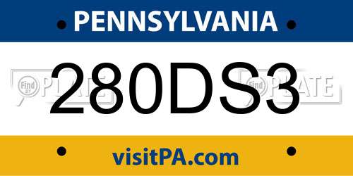 280DS3 Pennsylvania License Plate
