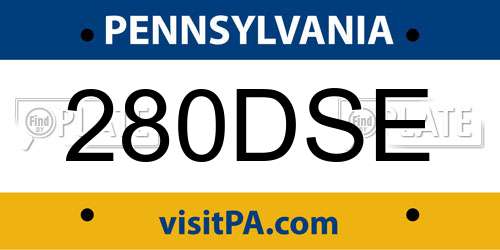 280DSE Pennsylvania License Plate