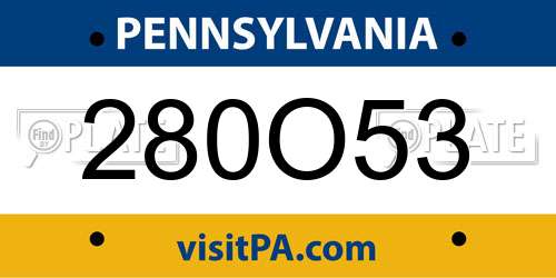 280O53 Pennsylvania License Plate