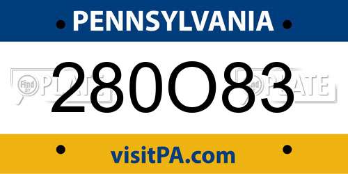 280O83 Pennsylvania License Plate