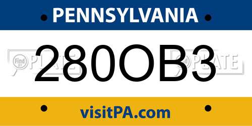 280OB3 Pennsylvania License Plate