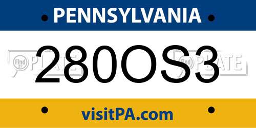 280OS3 Pennsylvania License Plate