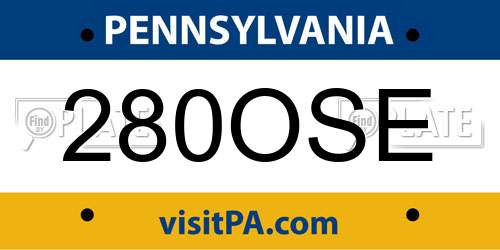 280OSE Pennsylvania License Plate
